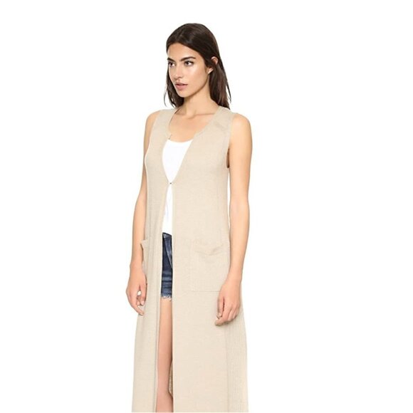 Splendid Tunic Vest Duster L Prescott Wool Cork Neutral Minimalist Capsule Warm - Picture 10 of 16